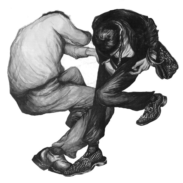 Ink drawing of business men